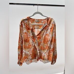 Vince Orange Floral Blouse